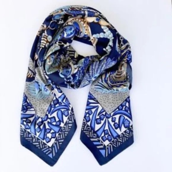 Tuckernuck Blue and White Newport Print Polyester Scarf - Picture 1 of 11